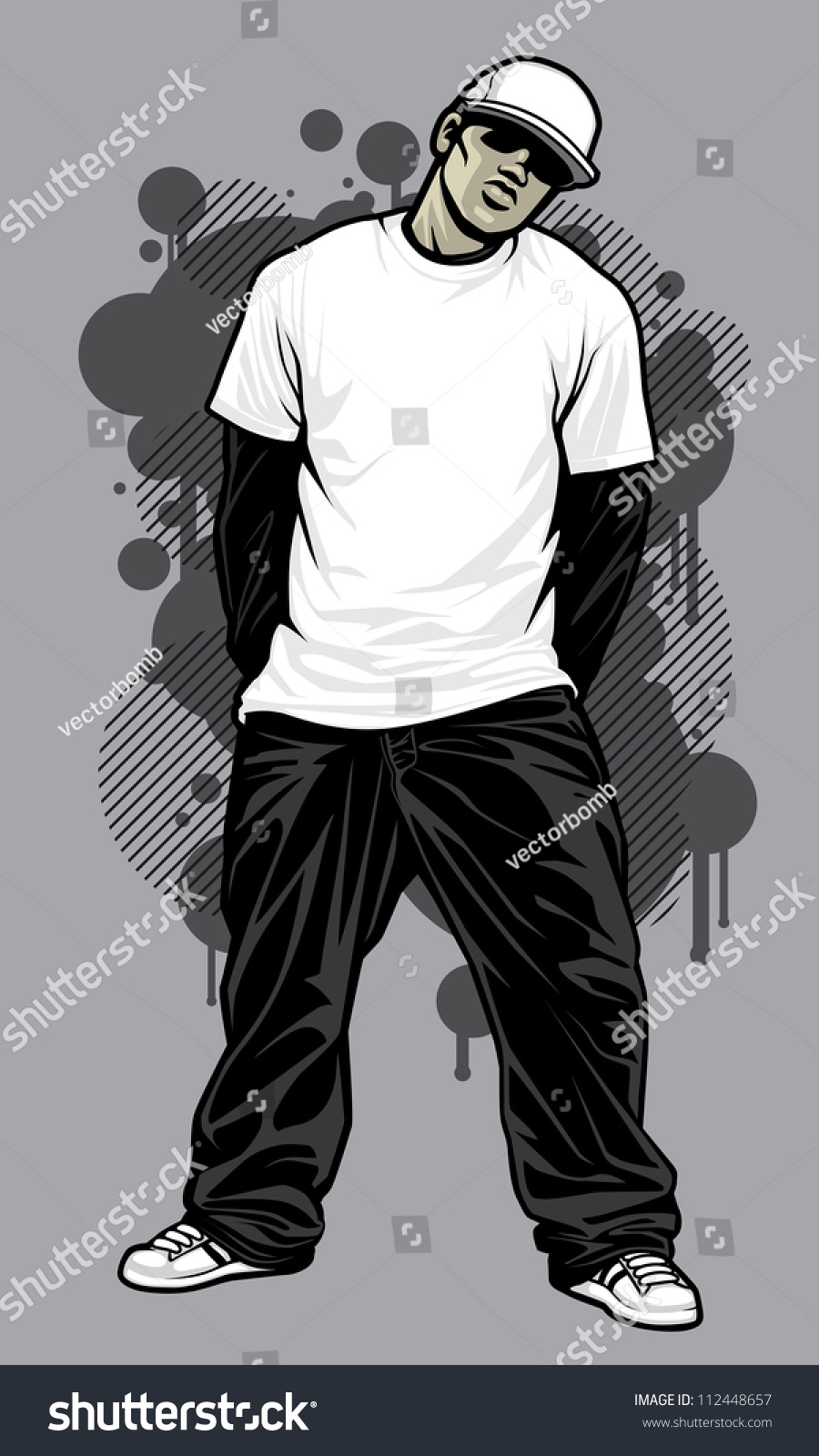 Urban Male Tshirt Model Vector Illustration Of A Young Urban Male Model ...