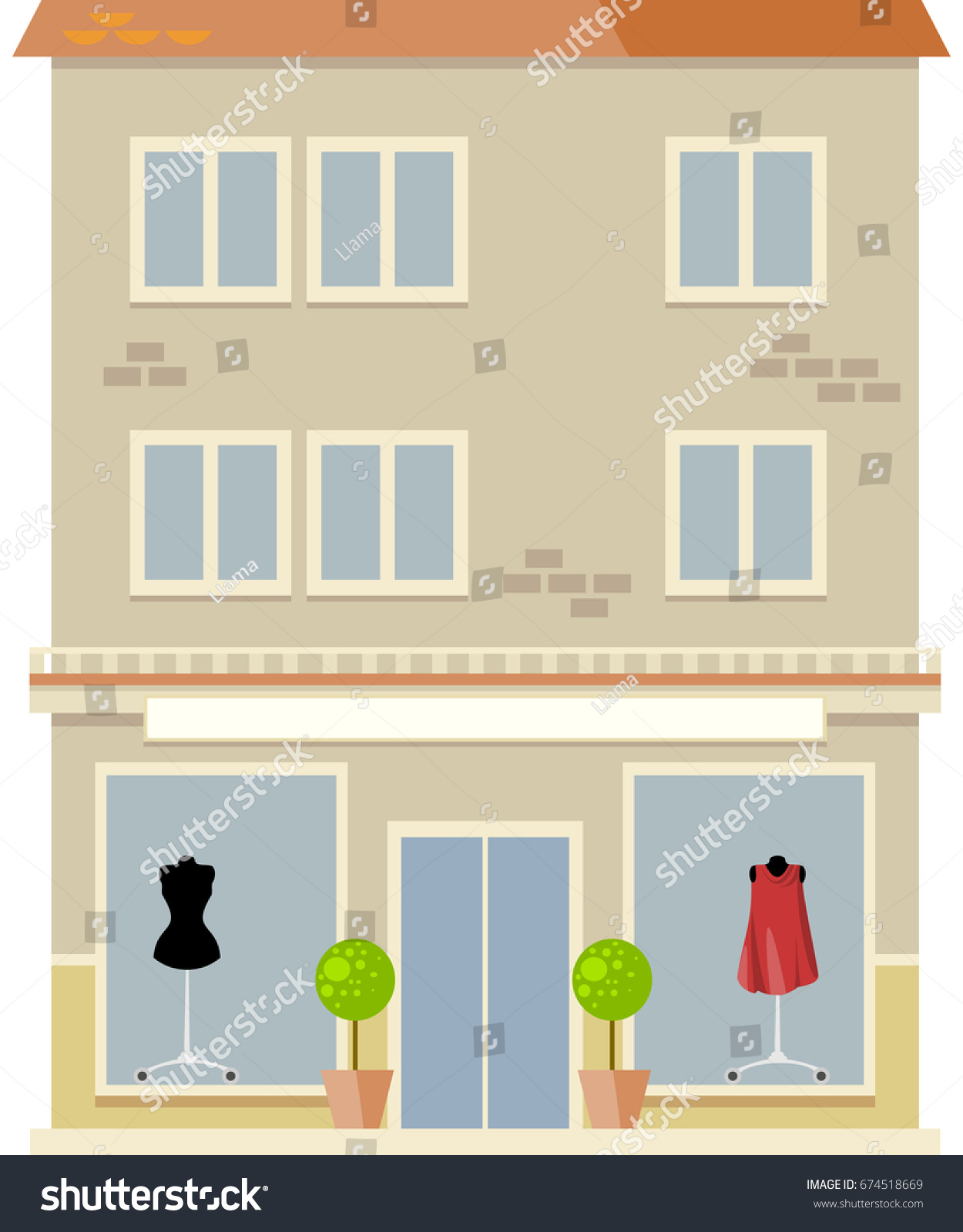 Urban Multi Storey House With Shop On First Floor Vector Urban Multi Storey House With Shop On First Floor Vector