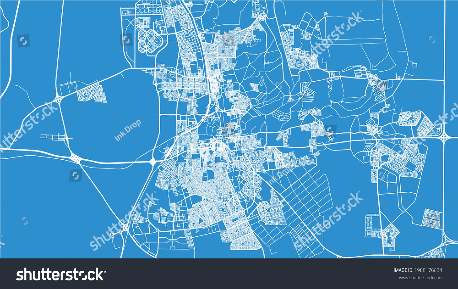 Urban Vector City Map Al Hofuf Stock Vector (Royalty Free) 1988176634