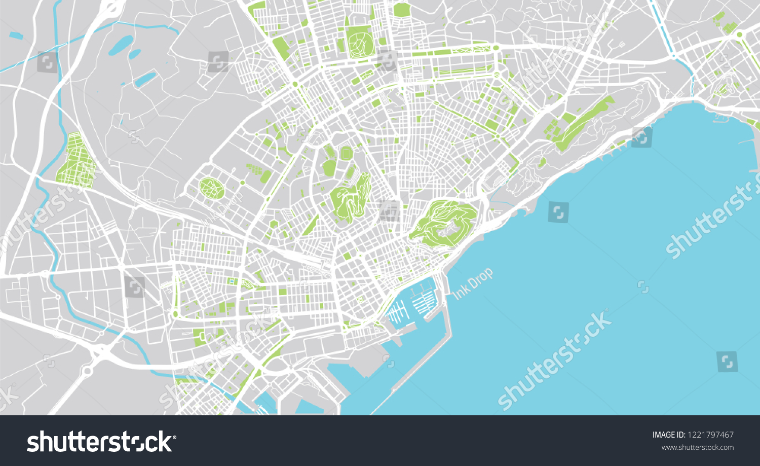 Urban Vector City Map Alicante Spain Stock Vector (Royalty Free ...