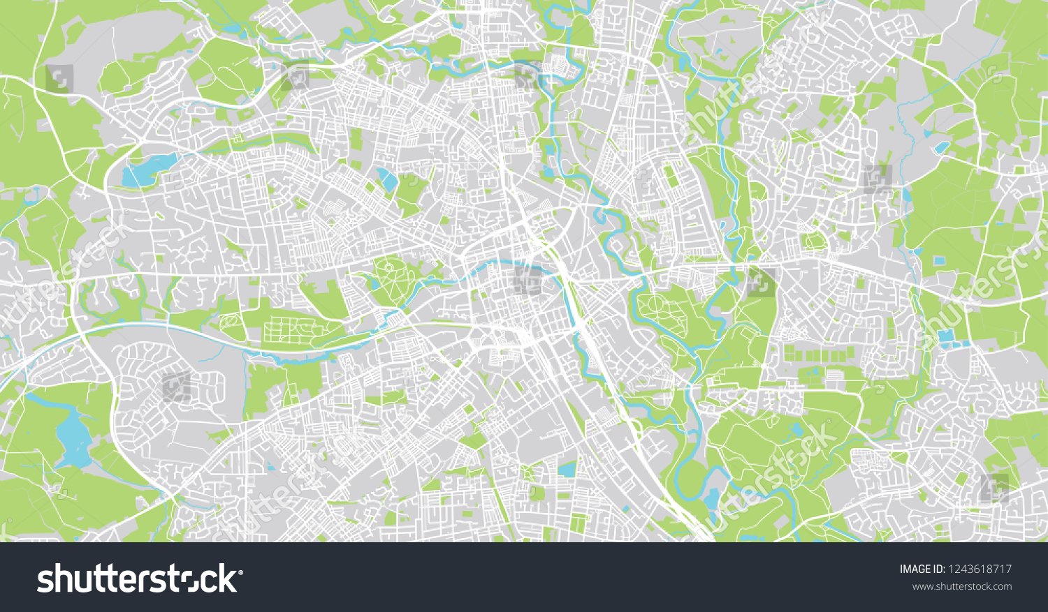 Stock Vector Urban Vector City Map Of Bolton England 1243618717 