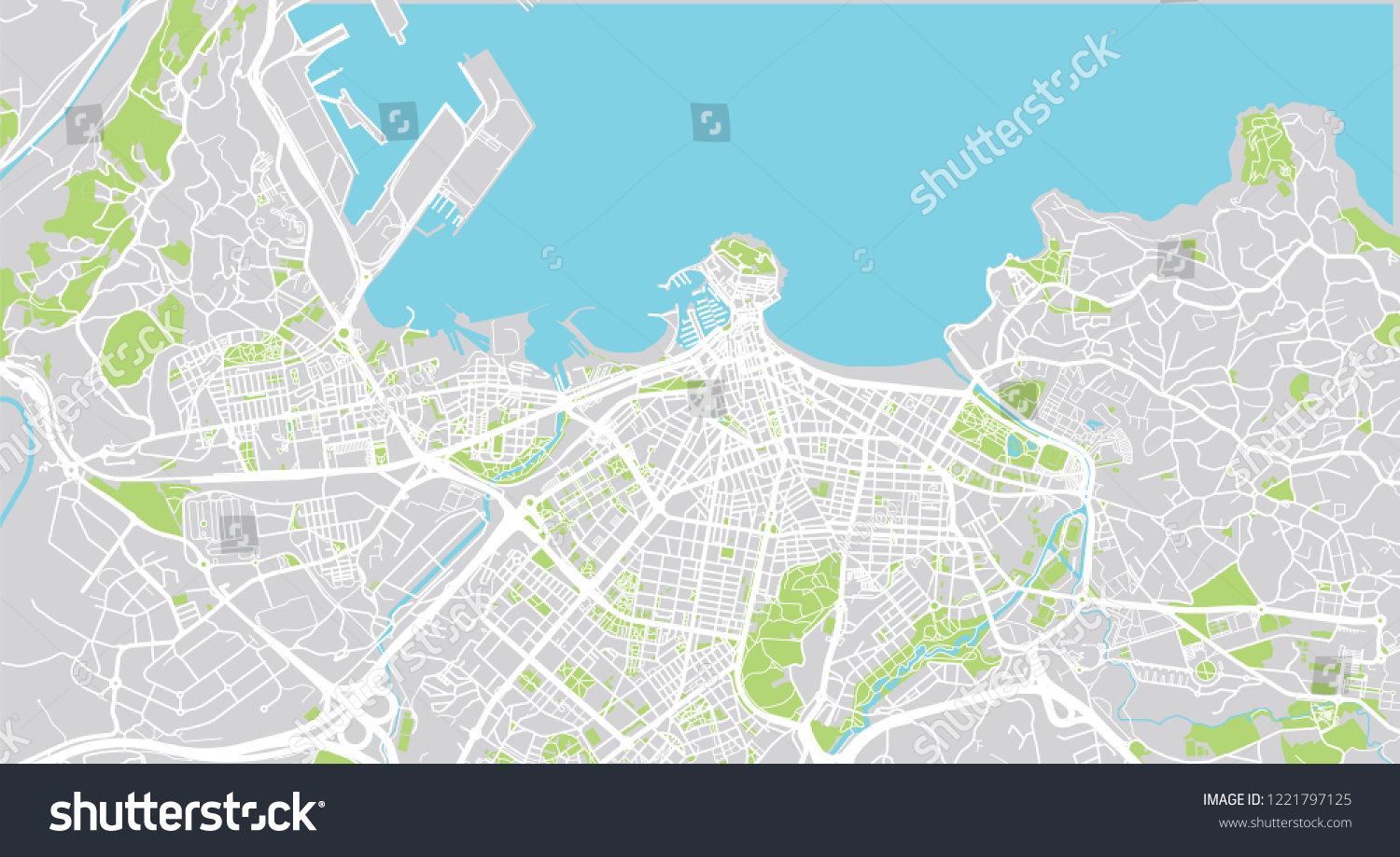 Urban Vector City Map Gijon Spain Stock Vector (Royalty Free) 1221797125