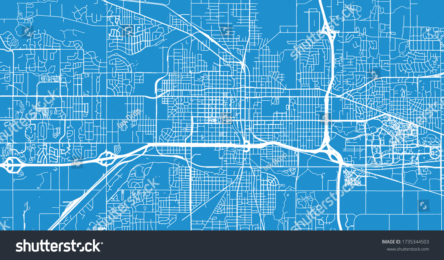 Urban Vector City Map Lansing Usa Stock Vector (Royalty Free) 1735344503