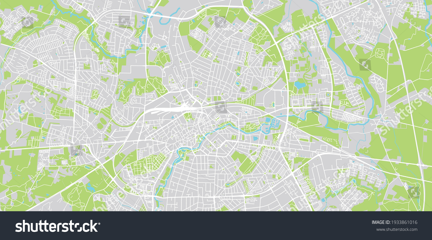 Urban Vector City Map Odense Denmark Stock Vector (Royalty Free ...