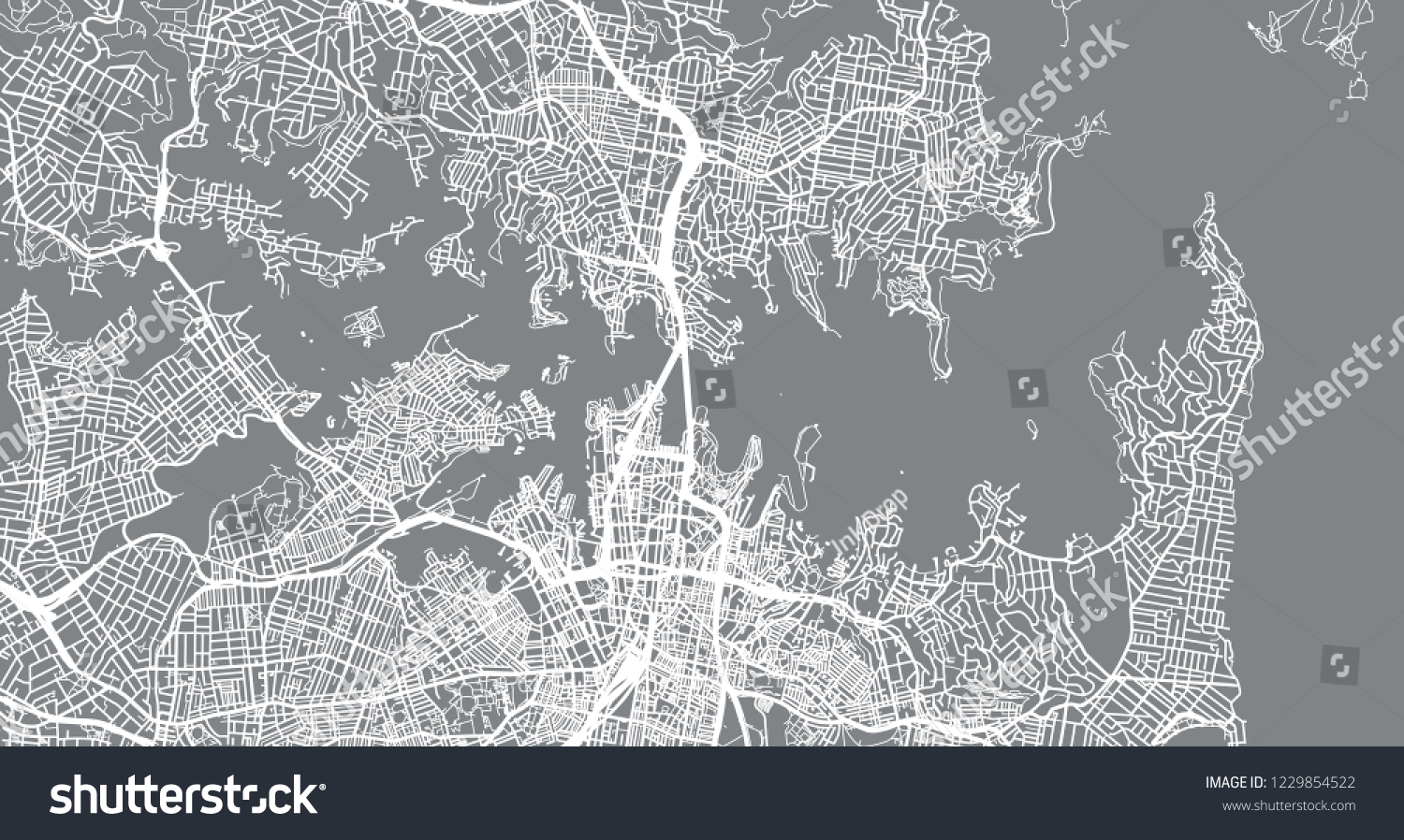 Urban Vector City Map Sydney Australia Stock Vector (Royalty Free ...