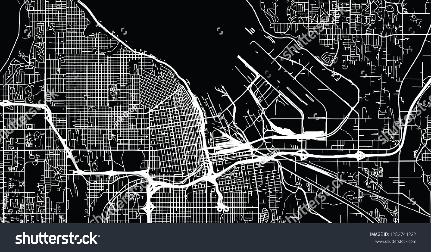 SVG of Urban vector city map of Tacoma, Washington, United States of America svg
