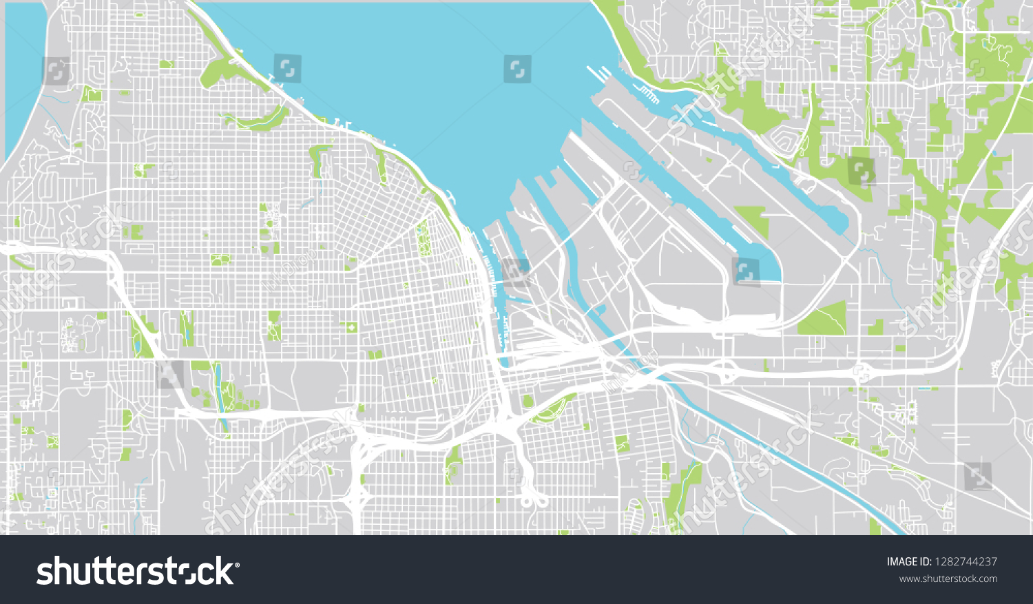 SVG of Urban vector city map of Tacoma, Washington, United States of America svg