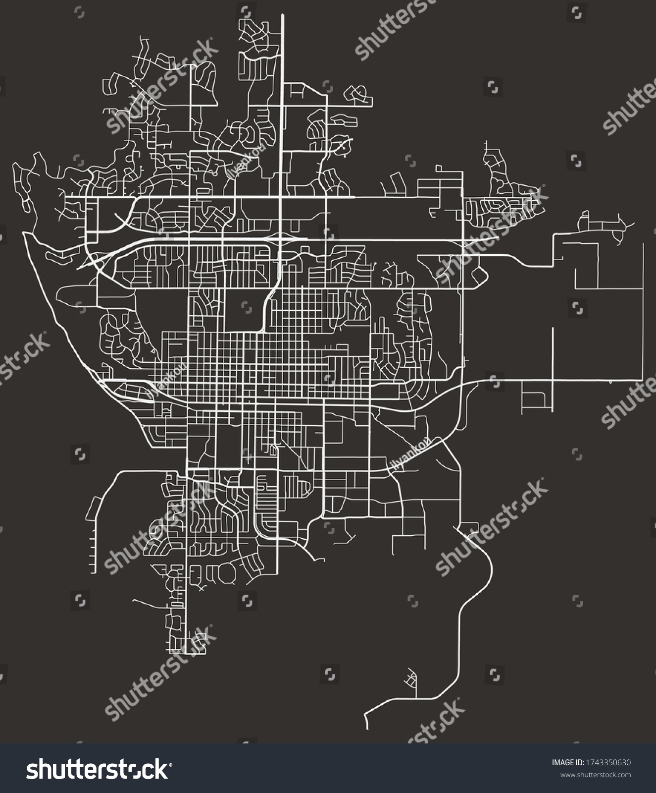 Urban Vector Street Map Bismarck North Stock Vector (royalty Free 