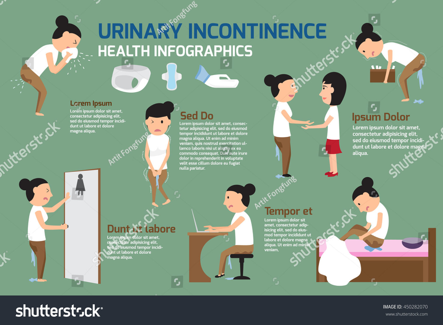 Urinary Incontinence Infographic Elements Vector Illustration Stock