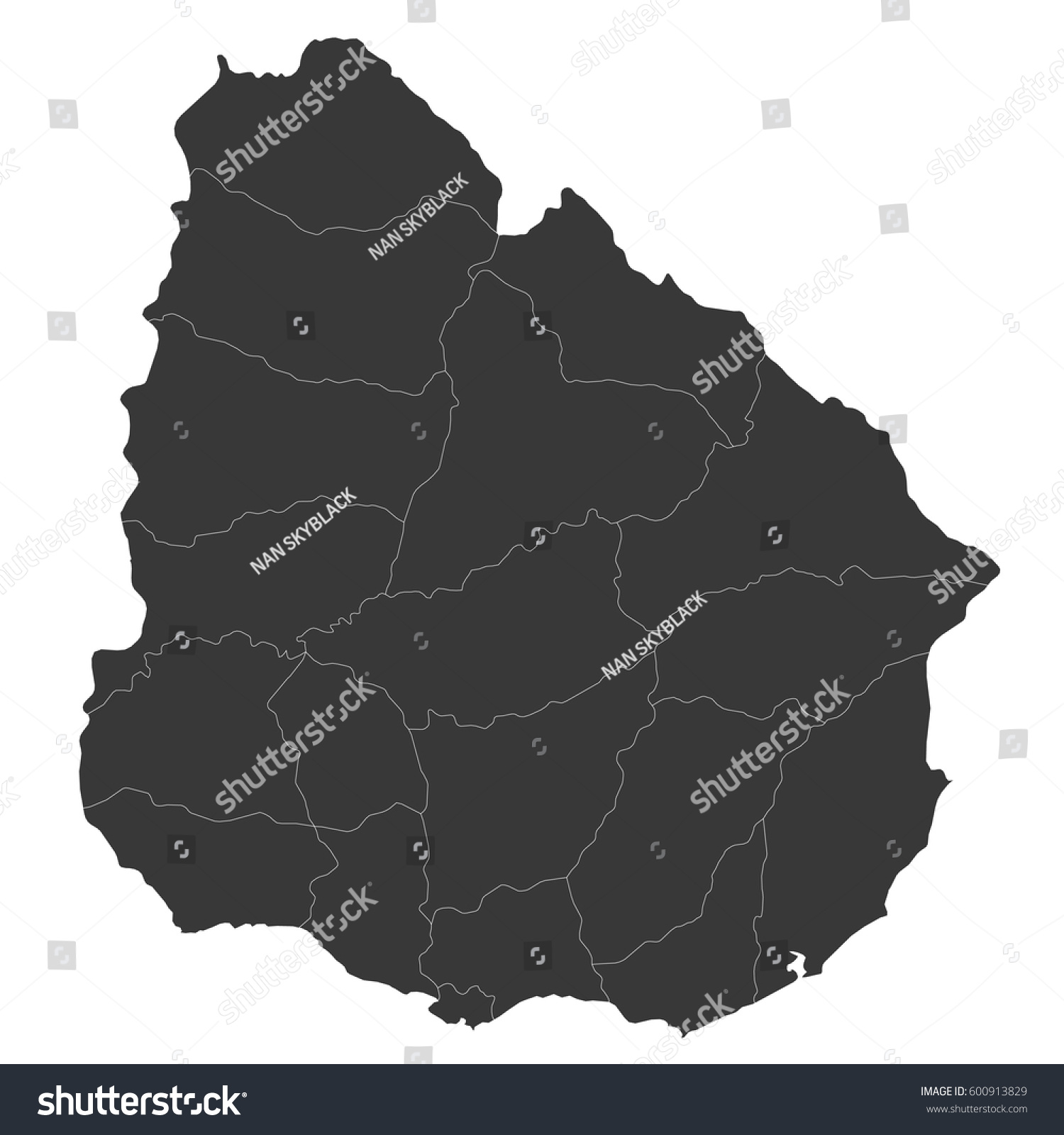 Uruguay Black Map On White Background Stock Vector (Royalty Free) 600913829