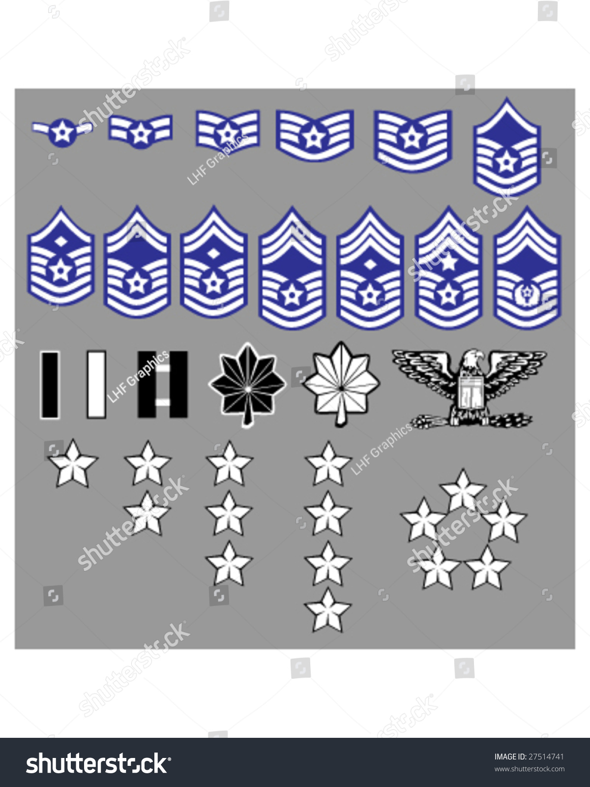 Us Air Force Rank Insignia Officers Stock Vector 27514741 - Shutterstock