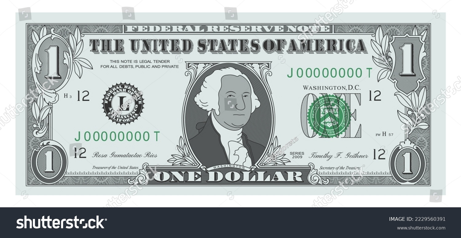 SVG of US Dollar 1 banknote - American dollar bill cash money isolated on white background - one dollar  svg
