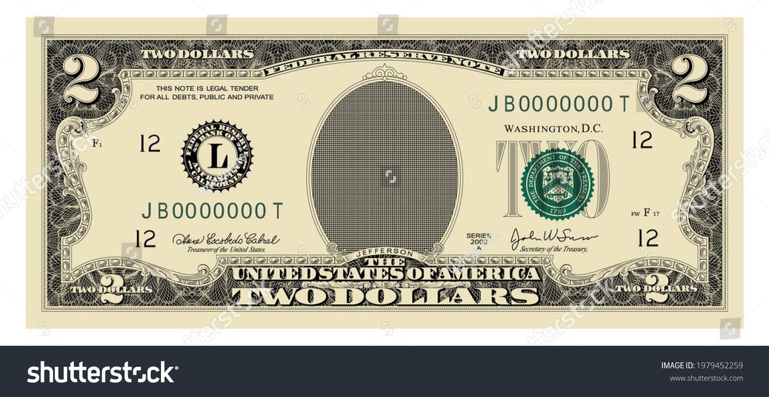 SVG of US Dollars 2 banknote  -American dollar bill cash money isolated on white background - two dollars svg