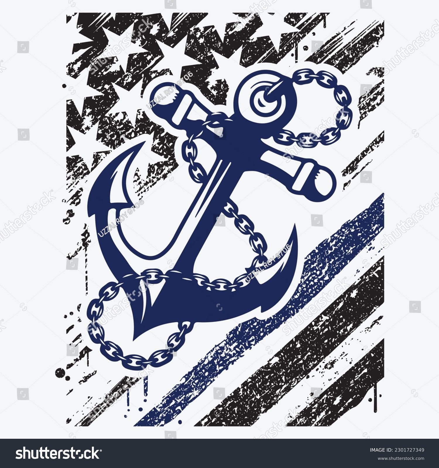 SVG of US Navy Anchor , USA Navy svg , Thin the NAVY BLUE line , USA flag vector File svg