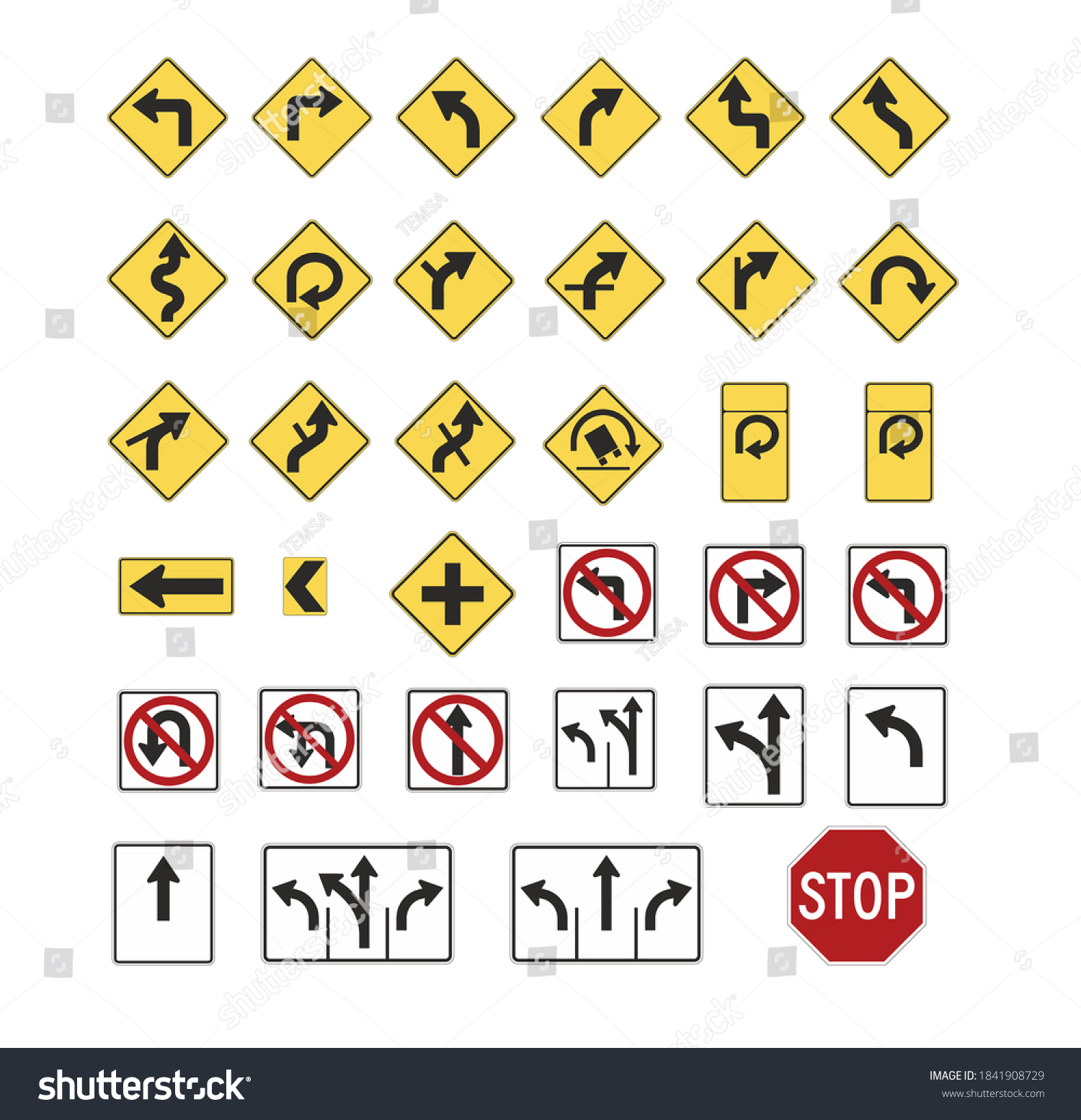 Us Road Signs Warning Danger Signs Stock Vector (Royalty Free ...