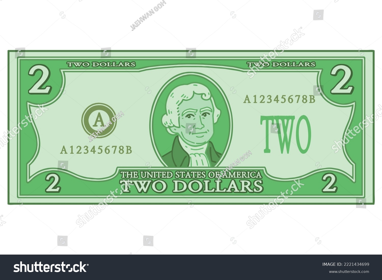 SVG of US Two dollar bill. Vector illustration. svg