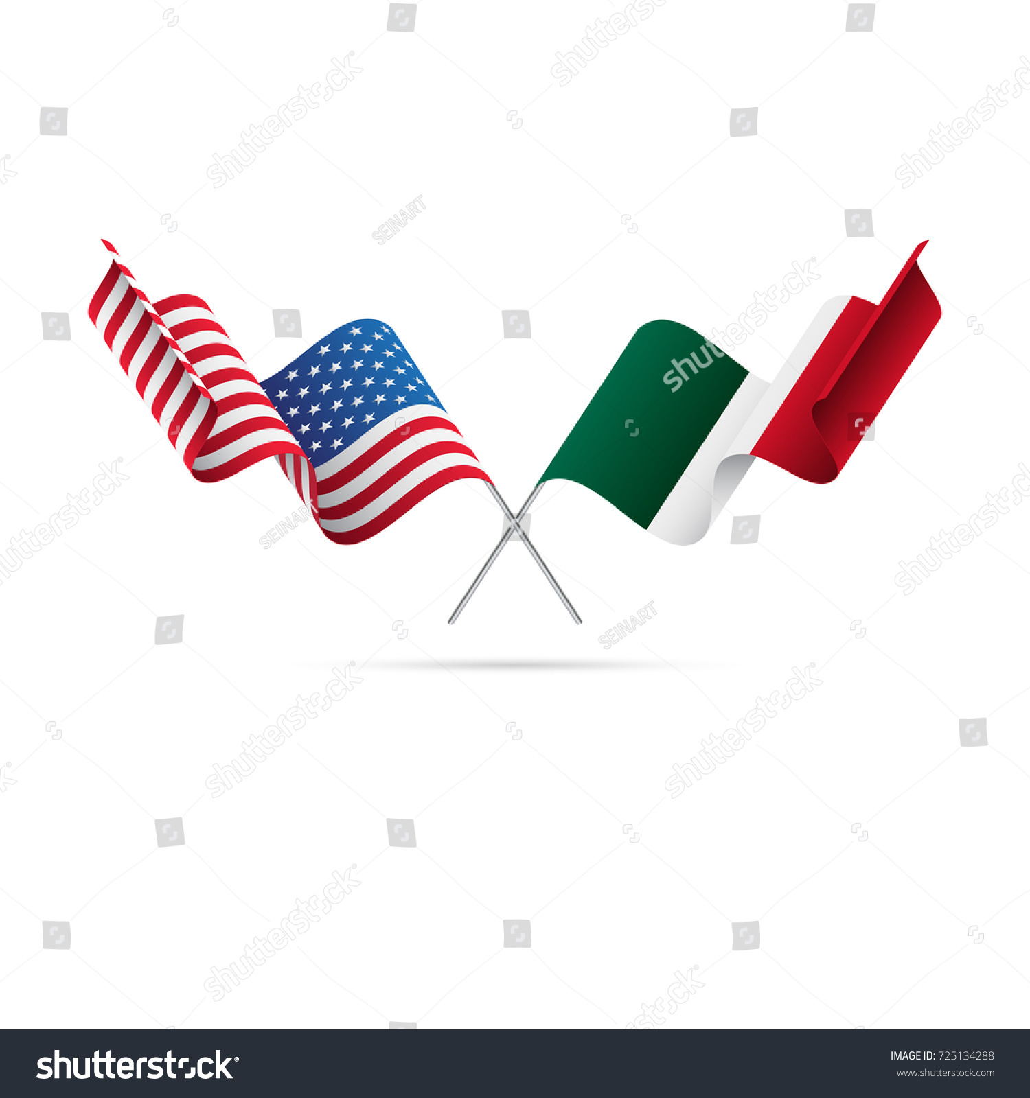 Usa Mexico Flags Vector Illustration Stock Vector 725134288 - Shutterstock