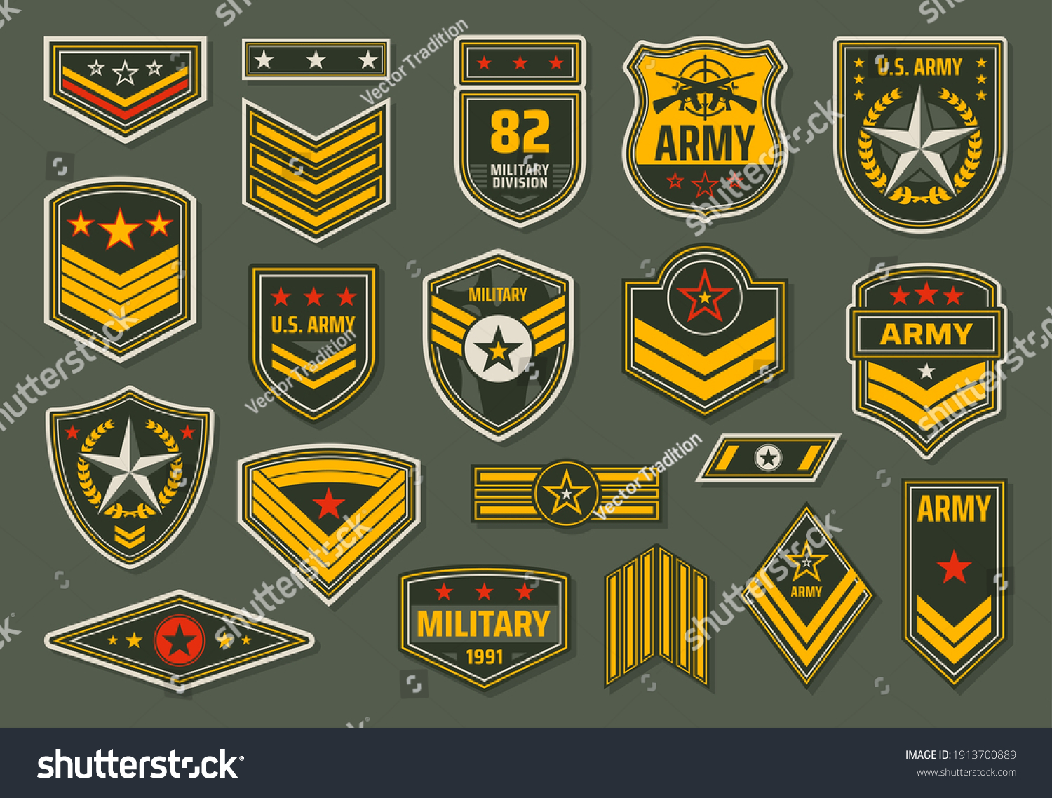 Usa Armed Forces Badges Military Service Stock Vector (Royalty Free ...