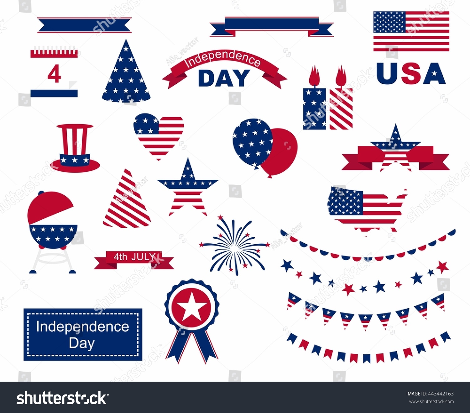 Usa Celebration Flat National Symbols Set Stock Vector (Royalty Free ...