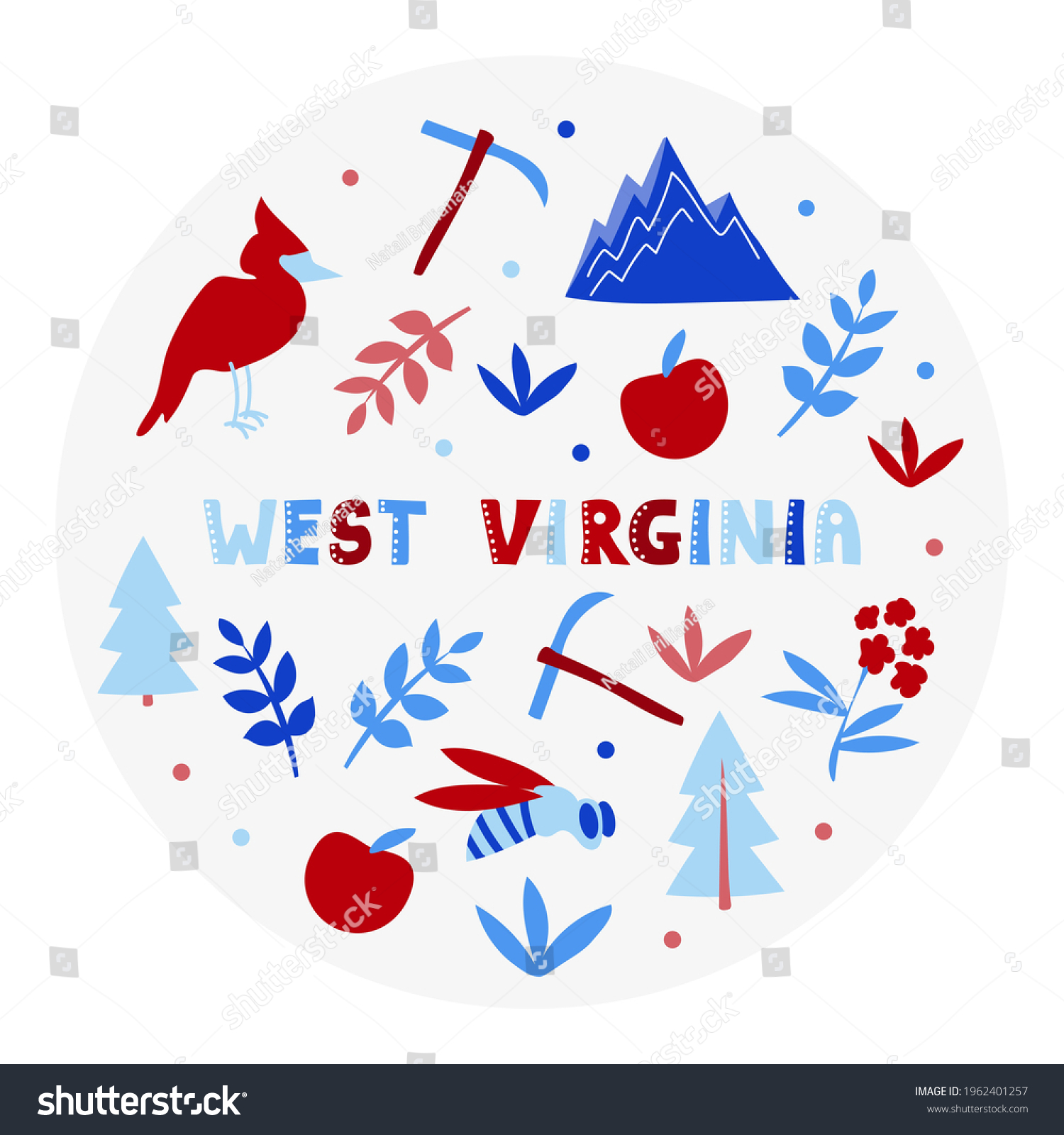 SVG of USA collection. Vector illustration of West Virginia theme. State Symbols svg