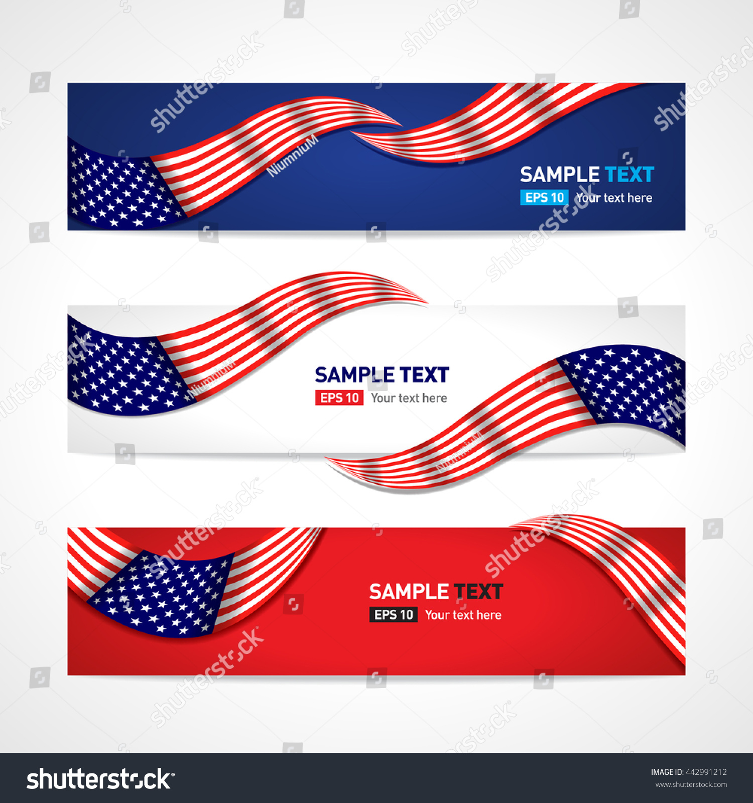 Usa Flag Banner Stock Vector (Royalty Free) 442991212