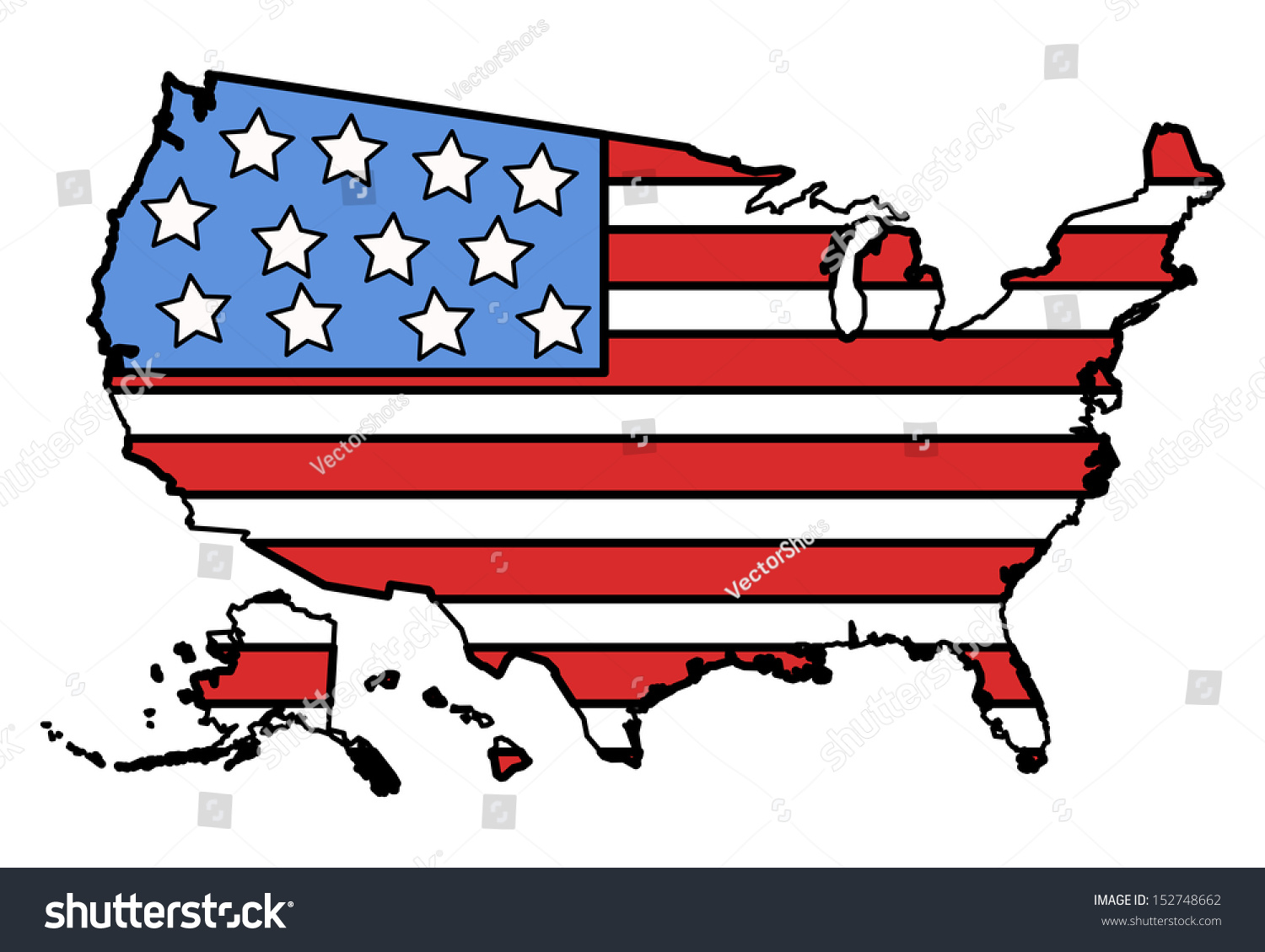 Usa Flag Map Vector Illustration Stock Vector (royalty Free) 152748662