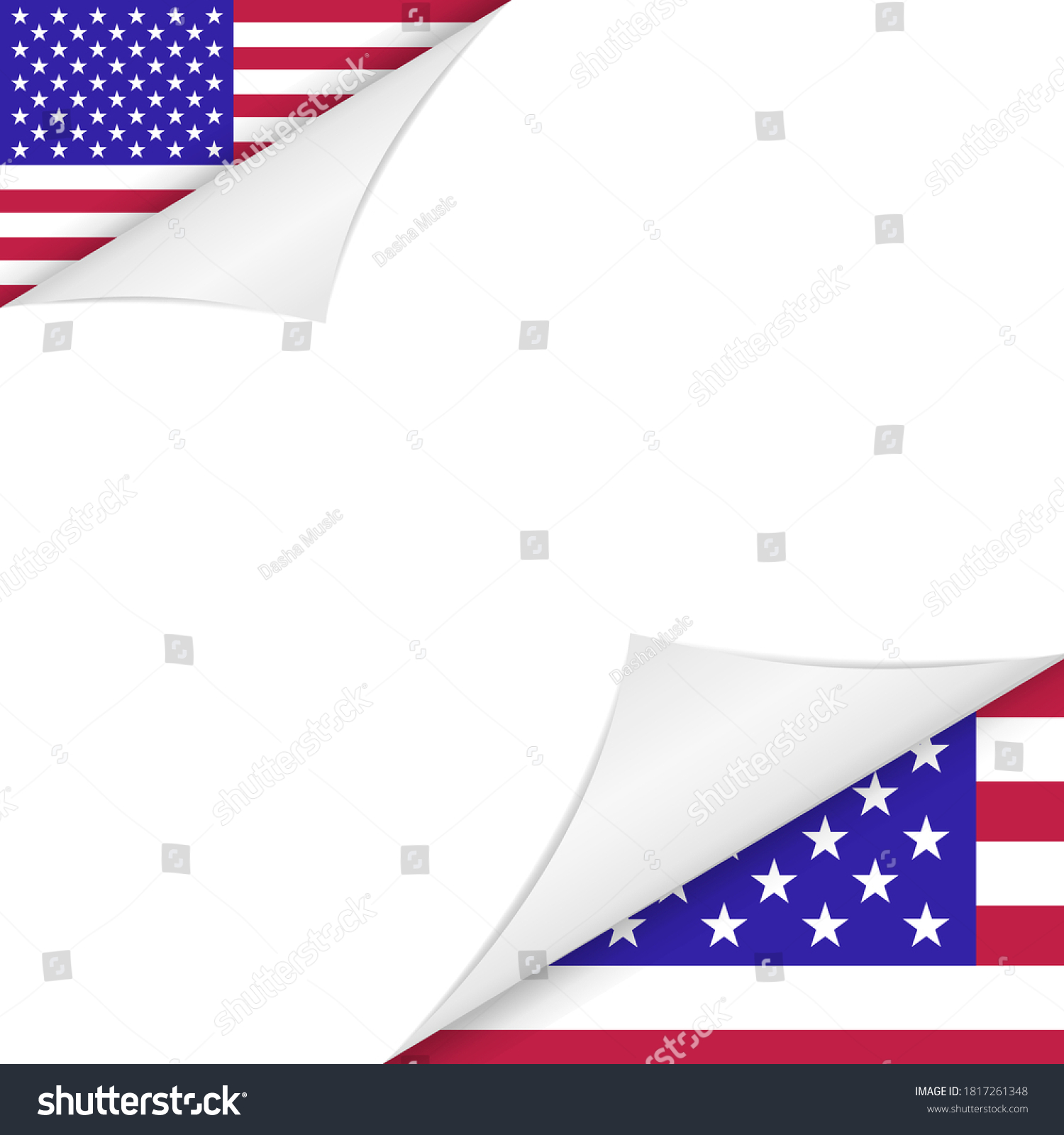 Usa Flag Page Turn Usa Colors Stock Vector (Royalty Free) 1817261348