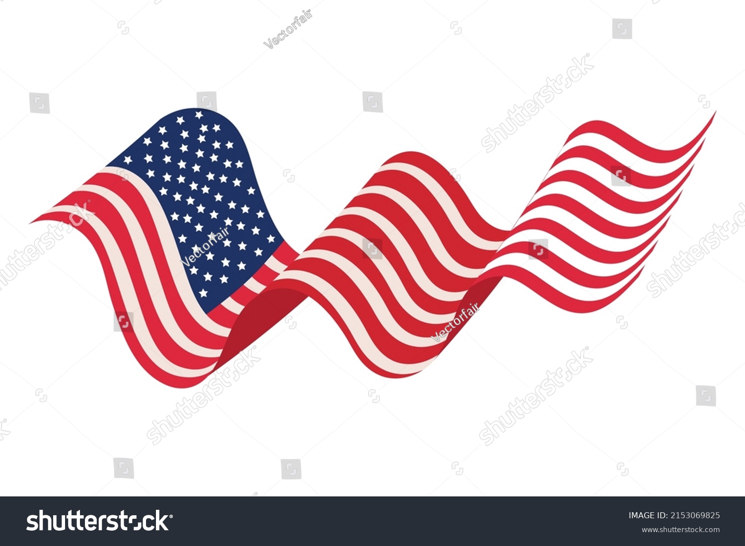 Usa Flag Waving Isolated Icon Stock Vector Royalty Free 2153069825