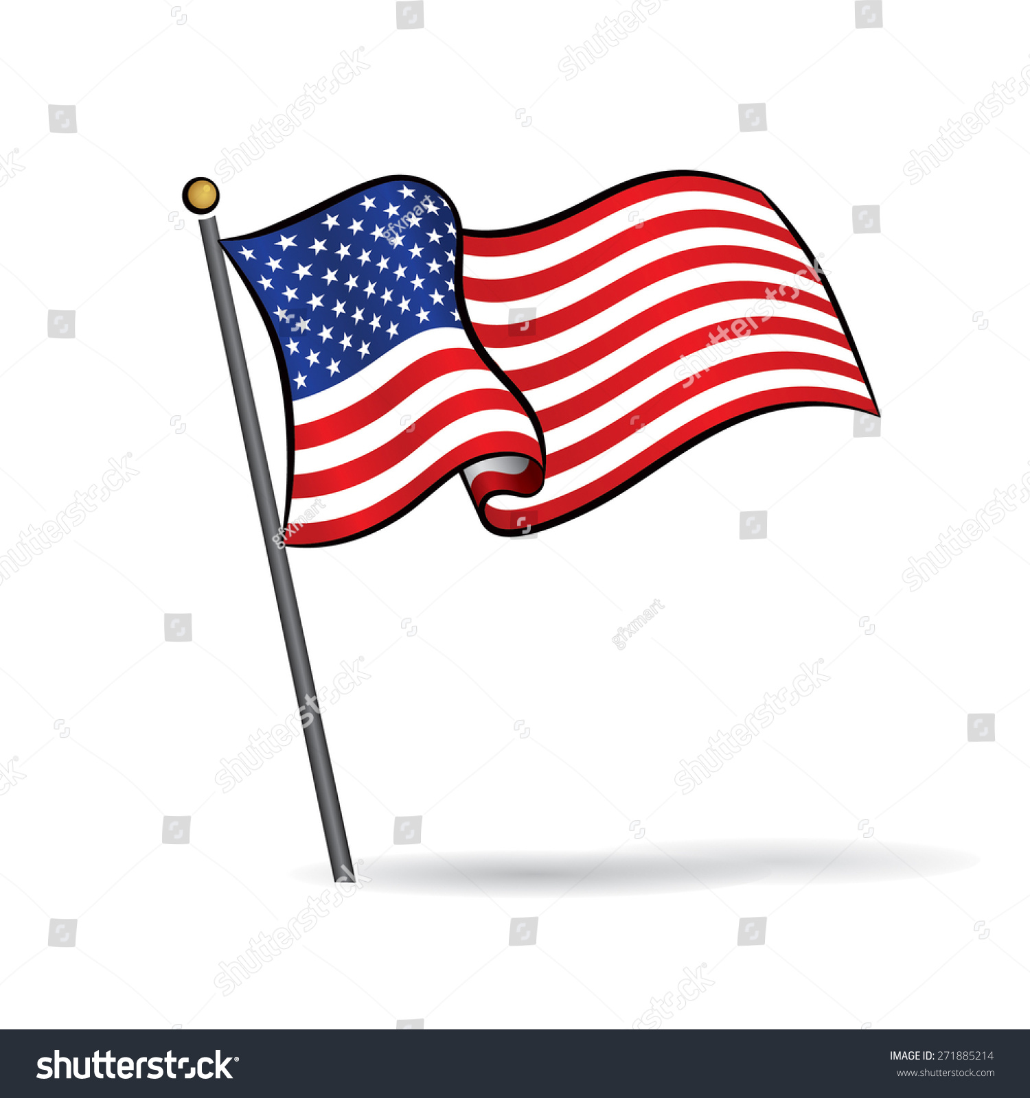 Usa Flag Waving On Wind Vector Stock Vector 271885214 - Shutterstock