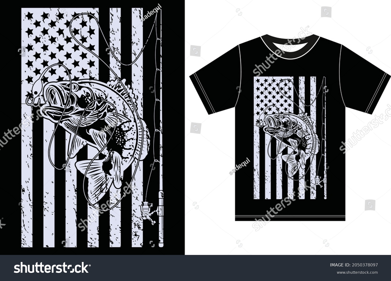 SVG of USA Flag With Fishing T-shirt Design. T-shirt gift for fishing lovers. American Flag Vector Fishing T-shirt.
 svg