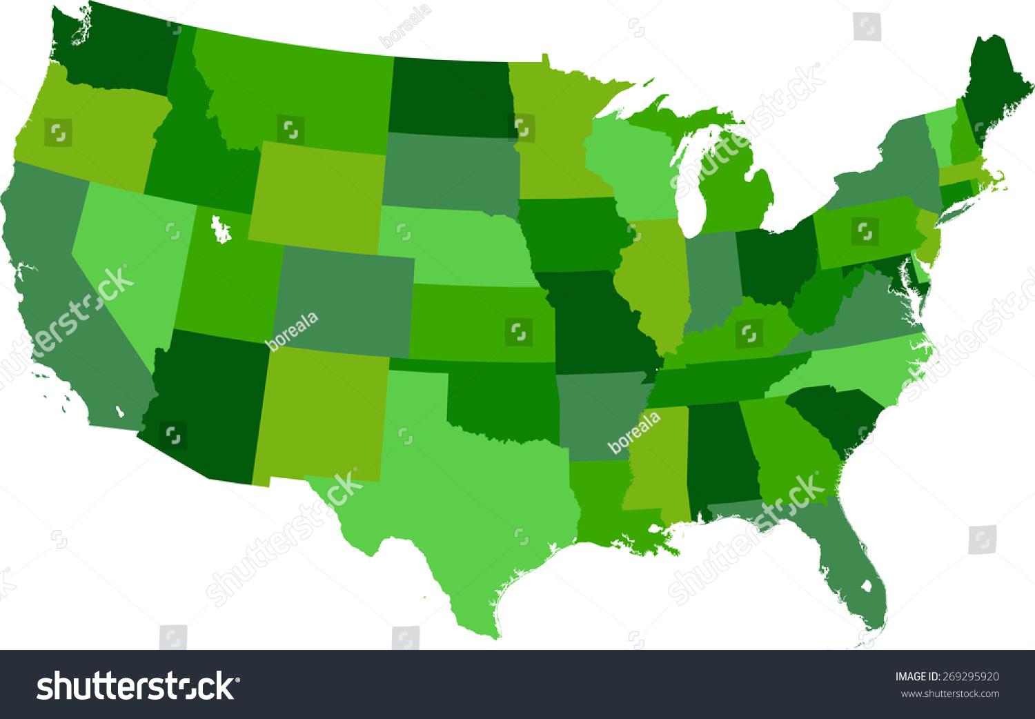 Usa Map Stock Vector Royalty Free 269295920 Shutterstock