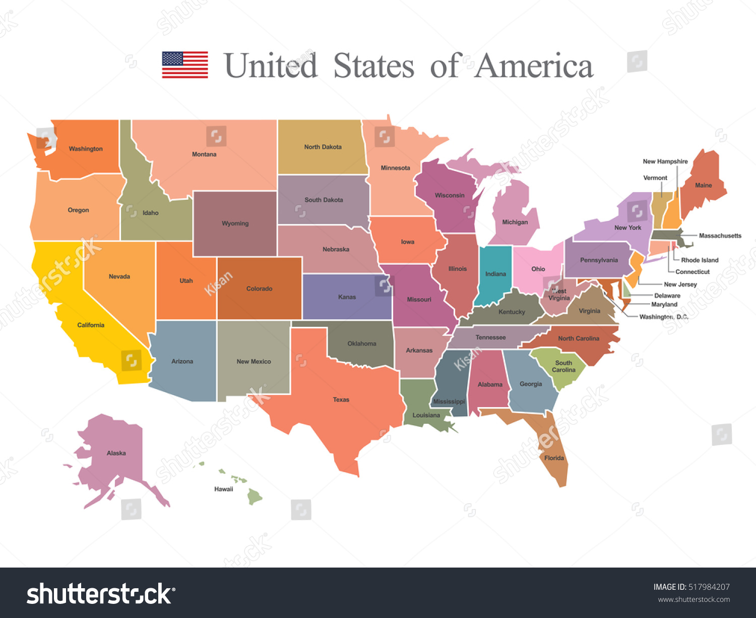 Usa Map Stock Vector (Royalty Free) 517984207 | Shutterstock