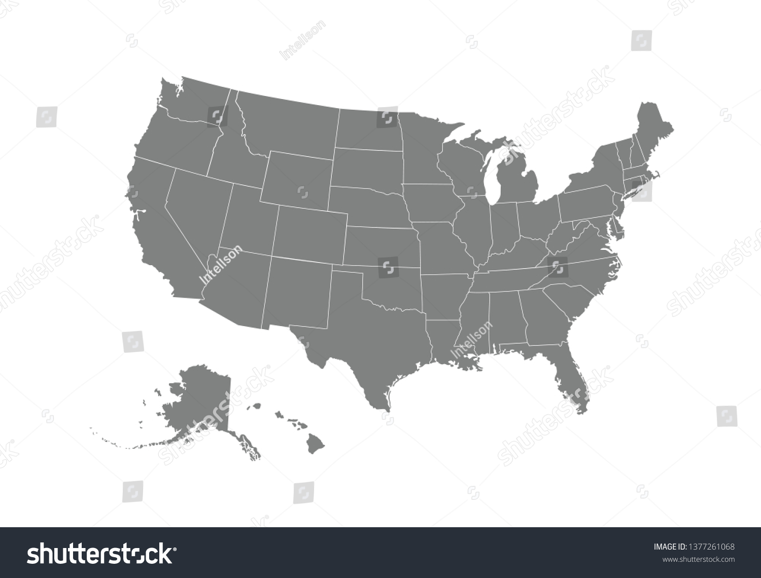 Usa Map Flat Style Stock Vector Stock Vector (Royalty Free) 1377261068