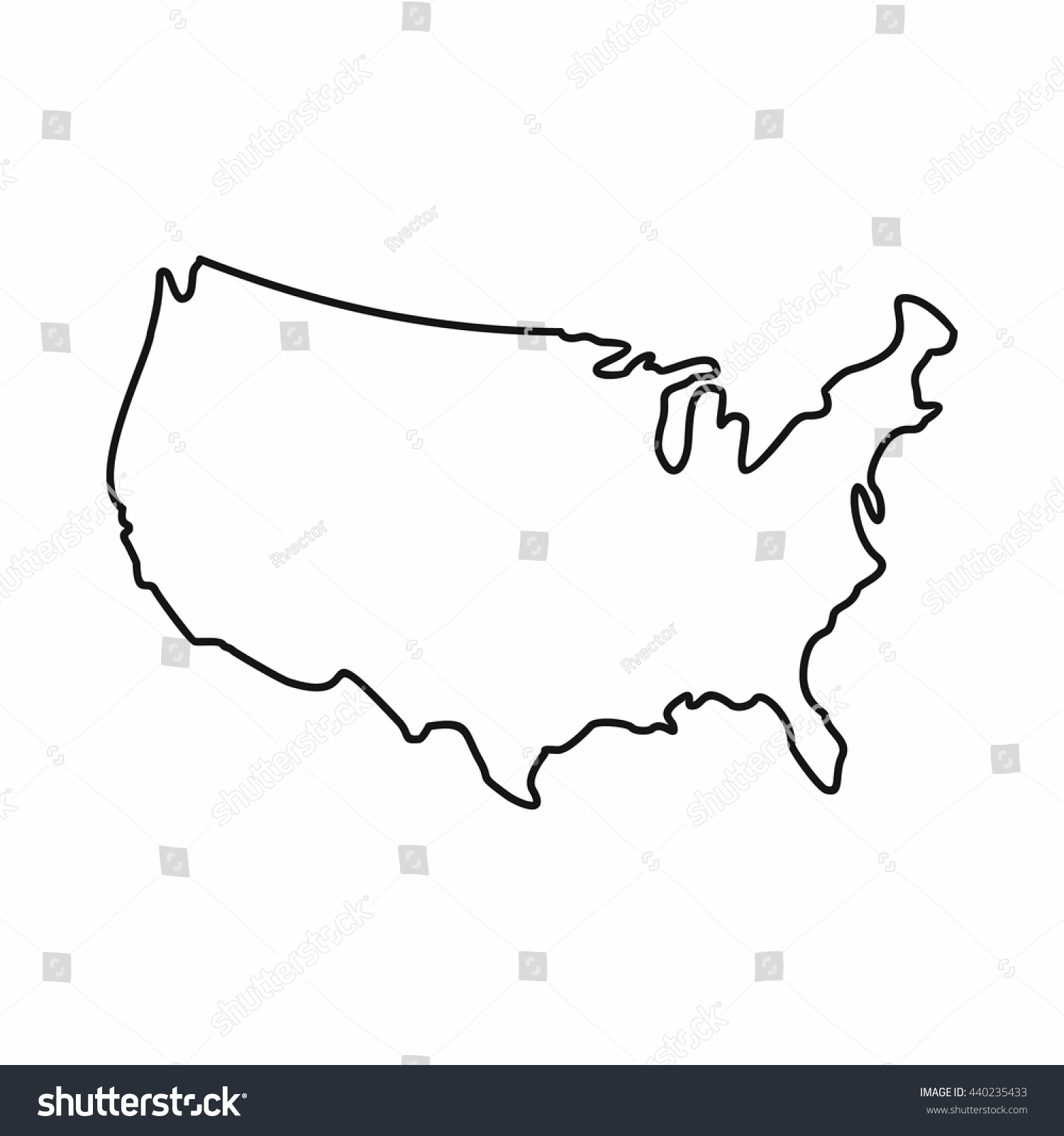 Usa Map Icon Outline Style United Stock Vector 440235433 ...