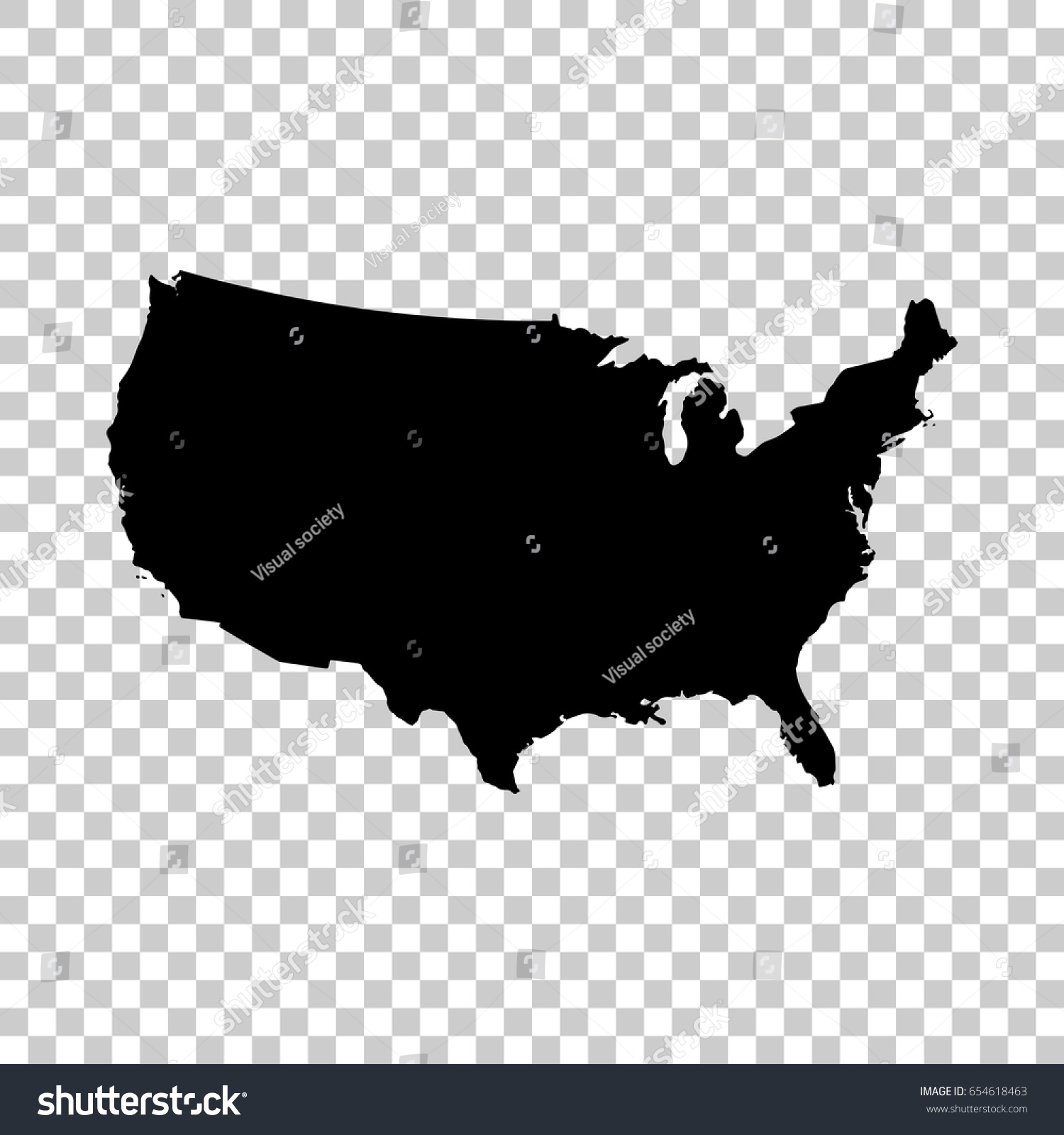 Usa Map Isolated On Transparent Background Stock Vector