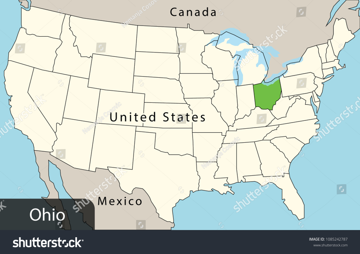 Usa Map Ohio 1085242787 Stock Vector Usa Map Ohio 1085242787