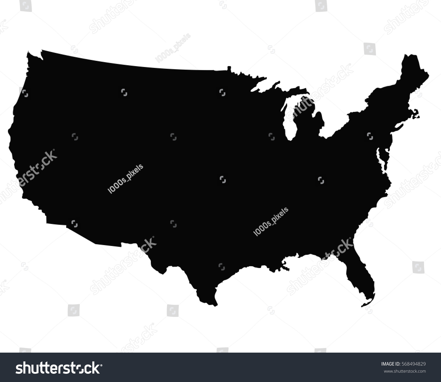 Usa Map Outline Vector Stock Vector 568494829 - Shutterstock