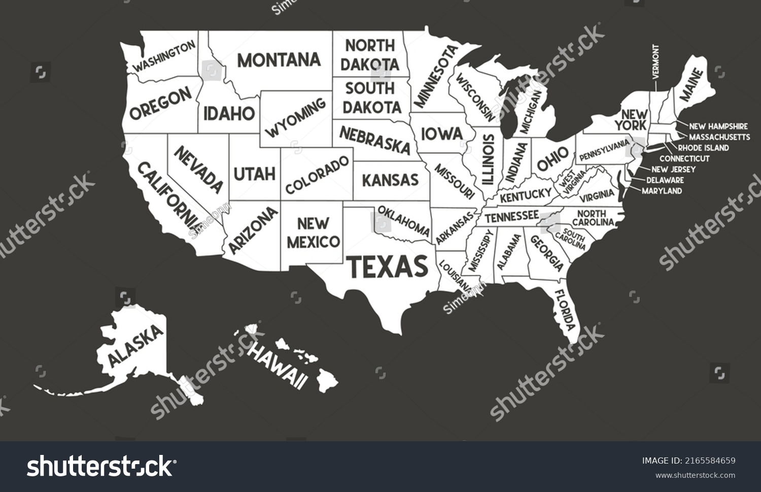 Usa Map United States America Text Stock Vector (Royalty Free ...