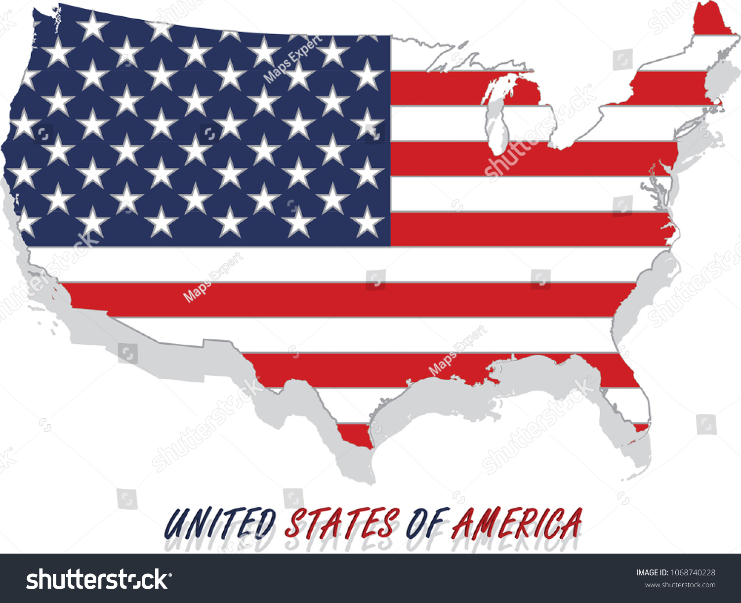 Usa Map Vector Outline Illustration Covered Stock Vector (Royalty Free