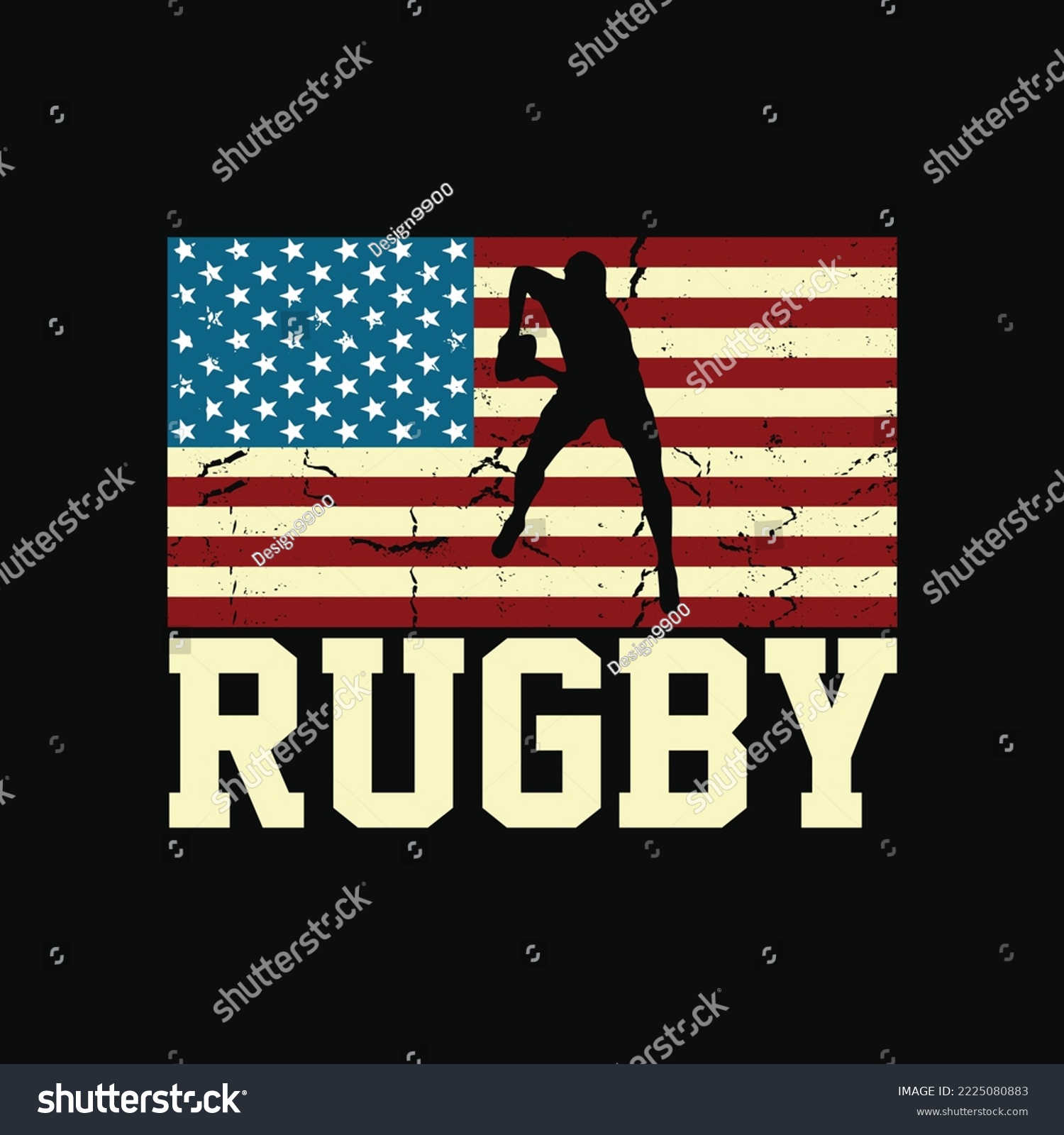 SVG of USA Rugby Vintage Flag Silhouette svg