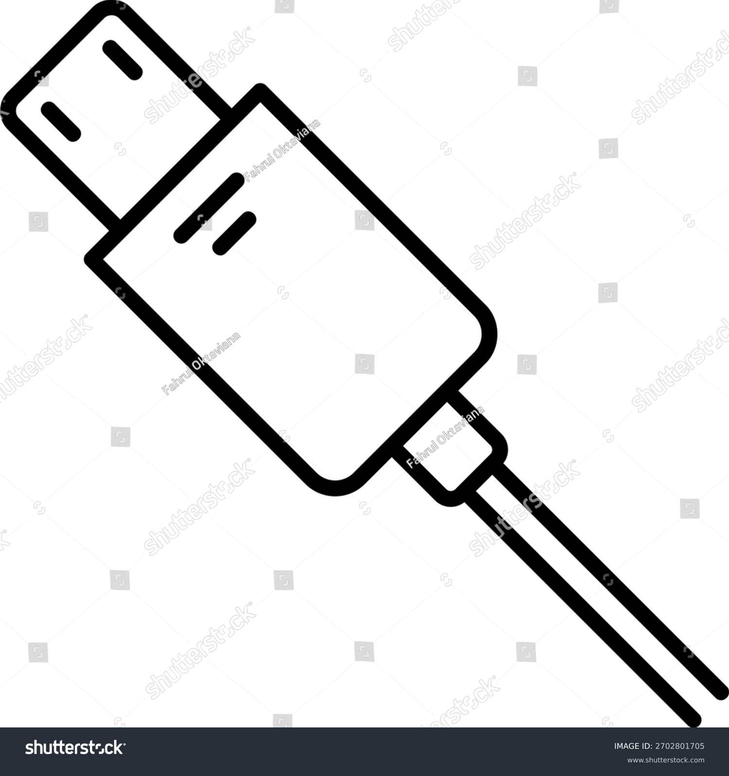 black usb cable outline clip art preview