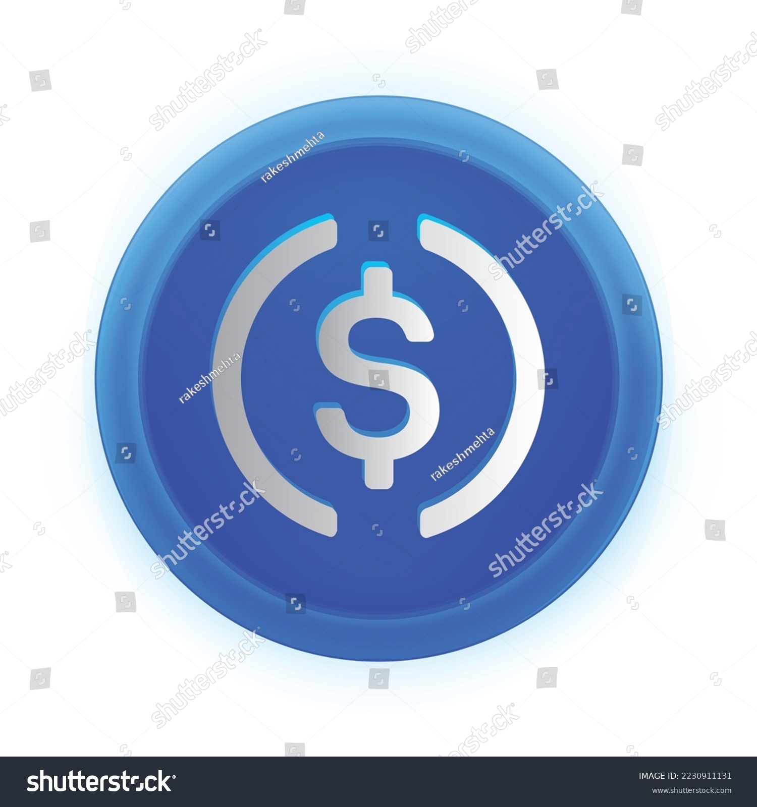 SVG of USD Coin (USDC) crypto logo isolated on white background. USDC Cryptocurrency coin token vector svg