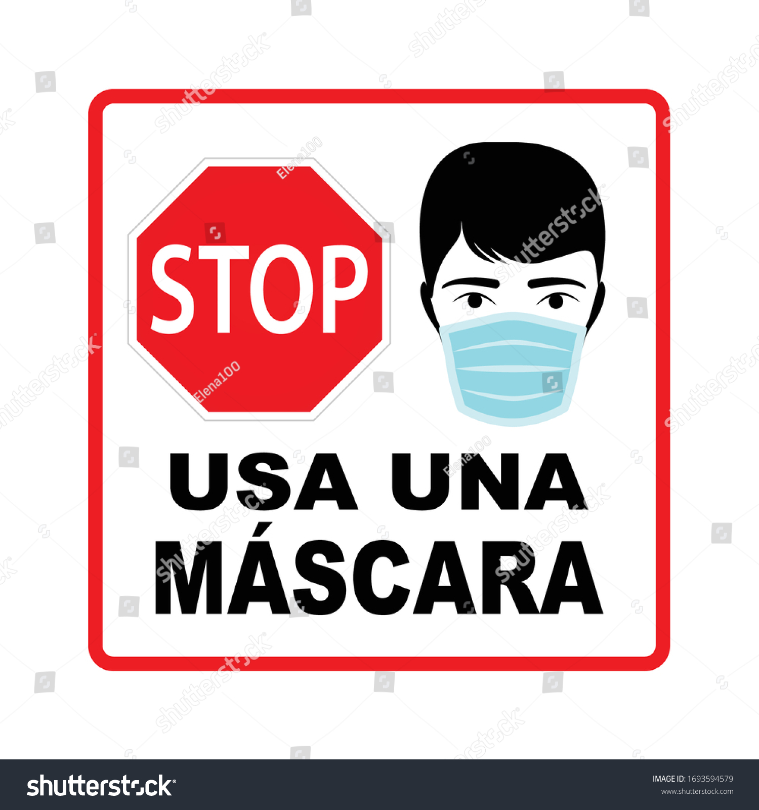 Download Use Mask Stop Sign Spanish Language Stock Vector Royalty Free 1693594579 PSD Mockup Templates