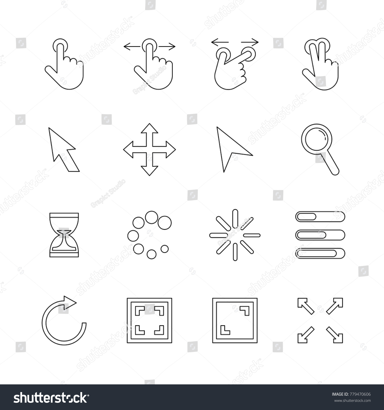 User Interface Pointer Line Icon Contain Stock Vector (Royalty Free ...
