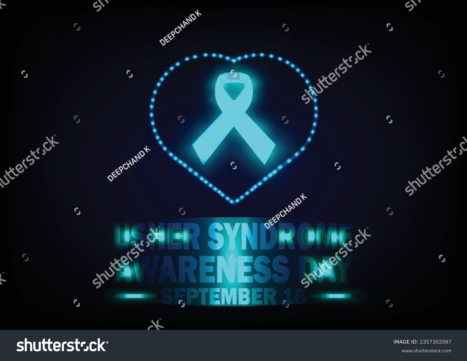 SVG of Usher Syndrome Awareness Day. September 16. Vector illustration of blue ribbon in heart shape. Suitable for greeting card, poster and banner svg