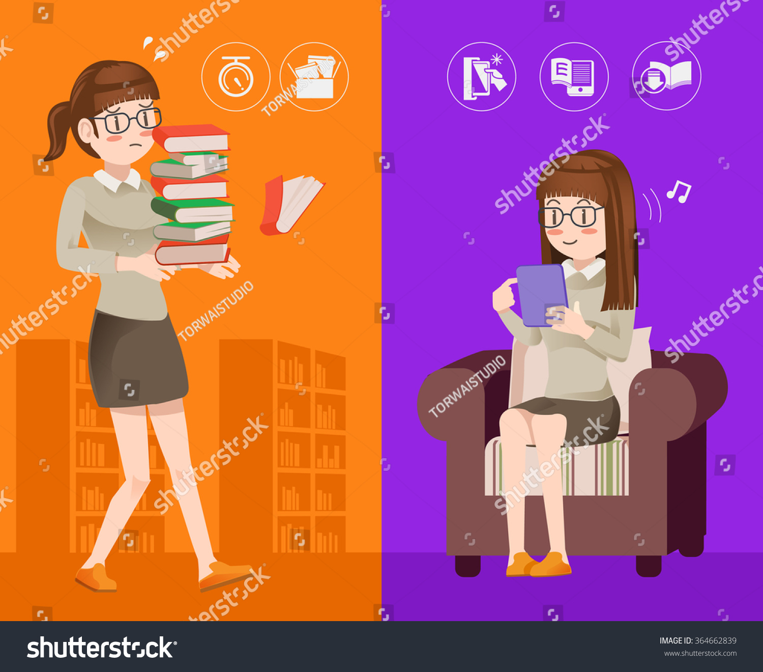 Using New Technology Education Development Books Stock Vector Royalty Free 364662839