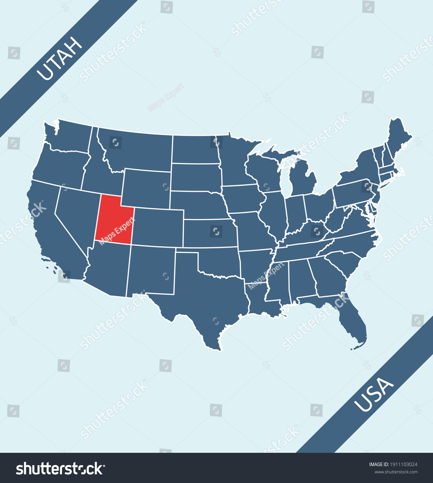 185 688 United States Vector Map Images Stock Photos Vectors Stock Vector Utah Location On Usa Map 1911103024