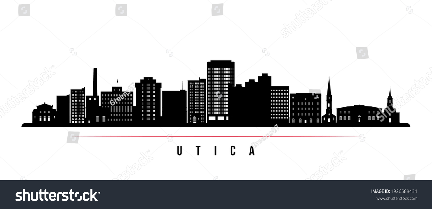 Utica Skyline Horizontal Banner Black White Stock Vector (royalty Free 