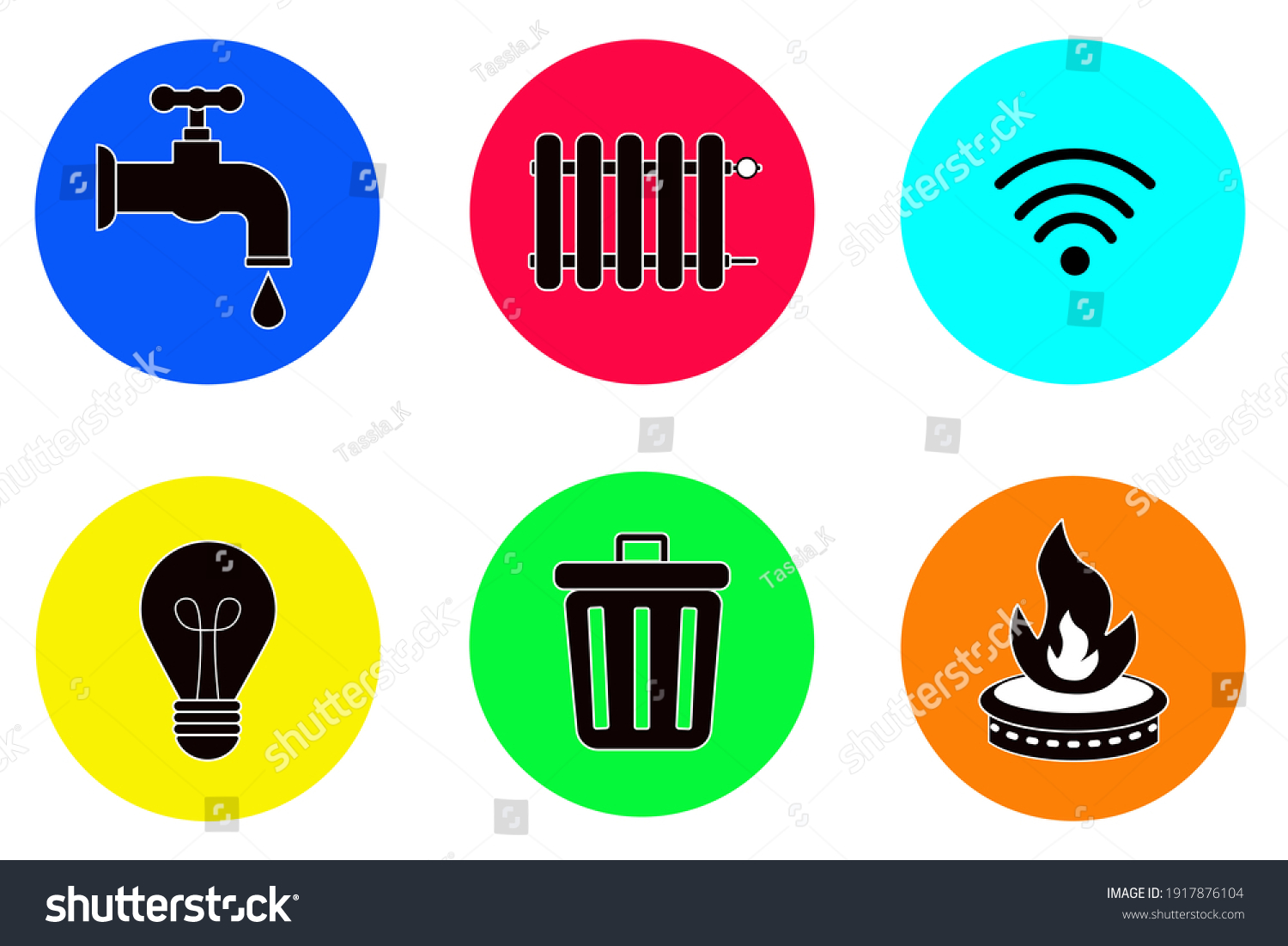 Utilities Icons Vector Gas Electricity Water Stock Vector (Royalty Free ...