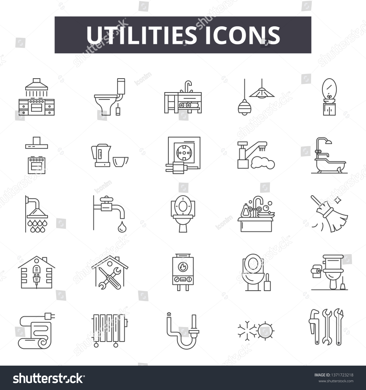 Utilities Line Icons Signs Set Vector Stock Vector (Royalty Free ...